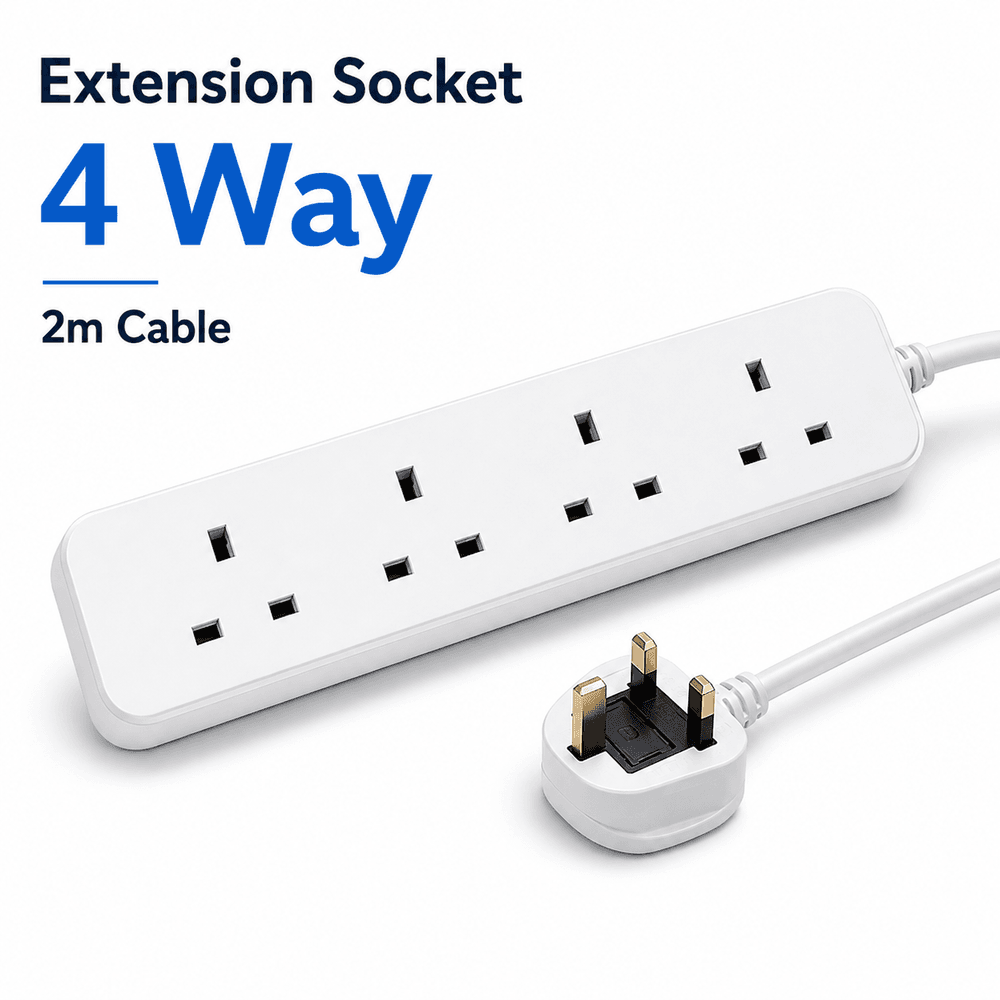 Extension Socket 4 Way 2m